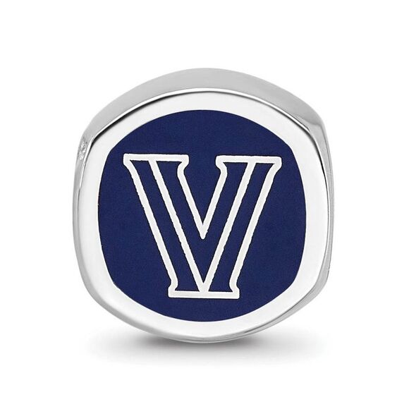 Sterling Silver Rhodium Plated Villanova U. Enamel Cushion Bead Charm - Picture 2 of 6